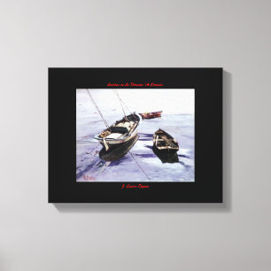 Lienzo Lanchas en La Dársena (A Coruña)