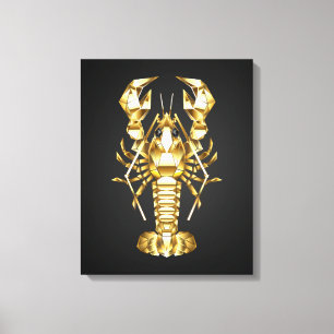 Lienzo Langosta de bogavante poligonal dorada sobre negro