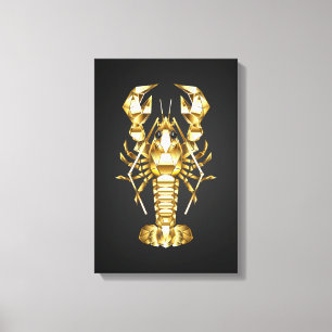 Lienzo Langosta de bogavante poligonal dorada sobre negro