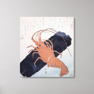 Lienzo Langoustine con un bloque del carbón de leña,