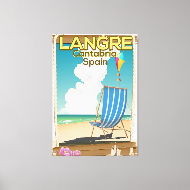 Lienzo Langre, poster de playa de Cantabria España (Anverso)