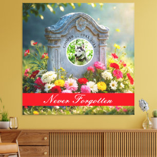 Lienzo Lápida Floral Tributo a Mascota Foto Memorial de P