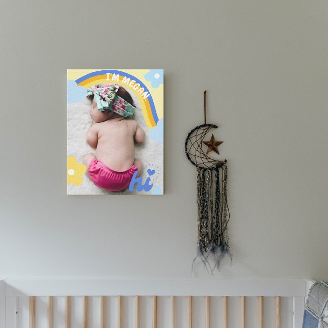 Lienzo Lápiz de imagen de recién nacidos con foto de bebé (Rainbow Newborn Photo Baby Nursery Decor Canvas)
