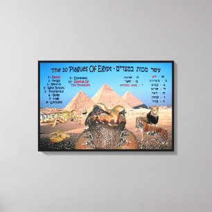 Lienzo Las 10 Plagas De Egipto - Inglés Y Hebreo