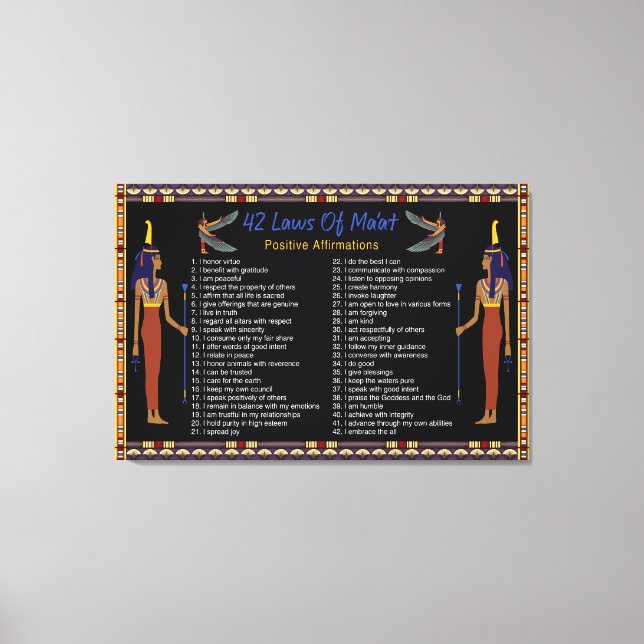 Lienzo Las 42 Leyes De Maat - Afirmaciones Positivas (Anverso)
