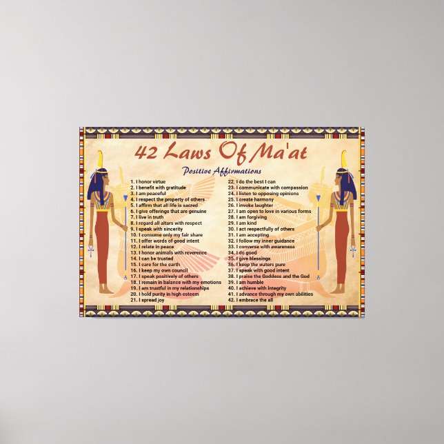 Lienzo Las 42 Leyes De Maat - Canvas De Afirmaciones Posi (Anverso)