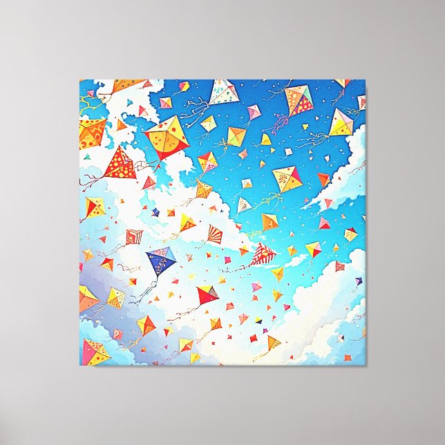 Lienzo Las alegres cometas se disparan (Anverso)