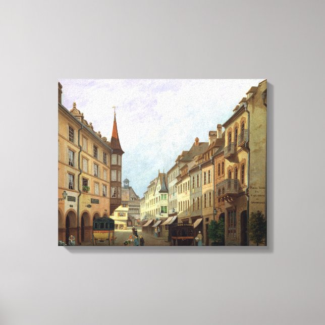 Lienzo Las Arcadas, Grand Rue, Colmar, 1876 (Anverso)