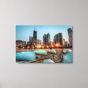 Lienzo Las canoas en la calle del roble varan un poco