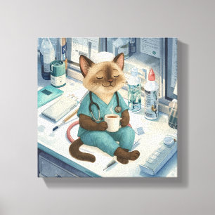 Lienzo Las enfermeras tienen una pausa para el café