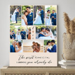 Lienzo Las fotos de los Bodas del Collage de fotos 9 de l<br><div class="desc">Imagen de lienzo de la galería para recién casados con fotos de bodas y palabras de sabiduría. La cita dice "El secreto de tenerlo todo es saber que ya lo haces". La plantilla de fotos está configurada para mostrar automáticamente sus fotos en formato vertical, horizontal y cuadrado, para darle mucha...</div>