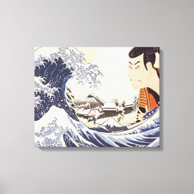 Lienzo Las grandes olas de collages de ukiyoe (Anverso)