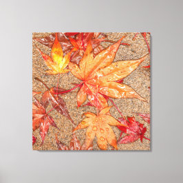 Lienzo Las hojas rojas en la lluvia