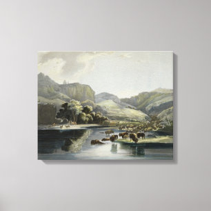 Lienzo Las manadas del bisonte y de alces en la parte