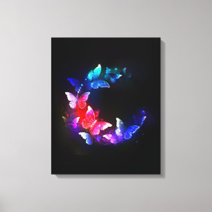 Lienzo Las mariposas nocturnas brillantes de Neon en el f