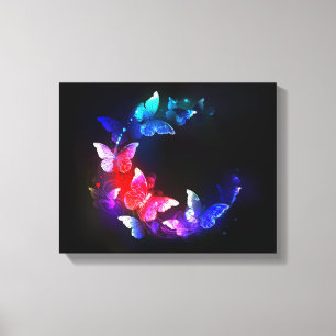 Lienzo Las mariposas nocturnas brillantes de Neon en el f