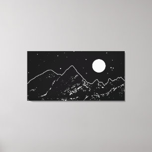 Lienzo Las montañas abarcan el paisaje gráfico en blanco