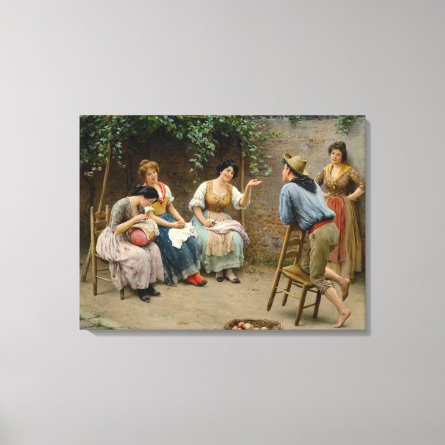 Lienzo Las mujeres de la Seamstress italiana y un niño qu (Anverso)