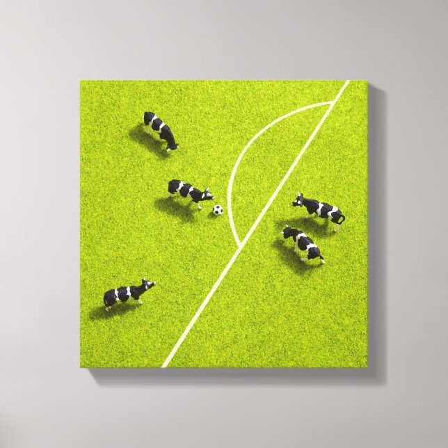 Lienzo Las vacas jugando al fútbol (Anverso)