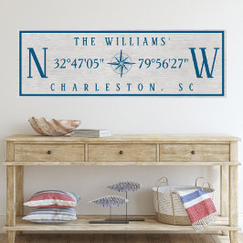 Lienzo Latitude Longitude Personalized Family Name Wrap