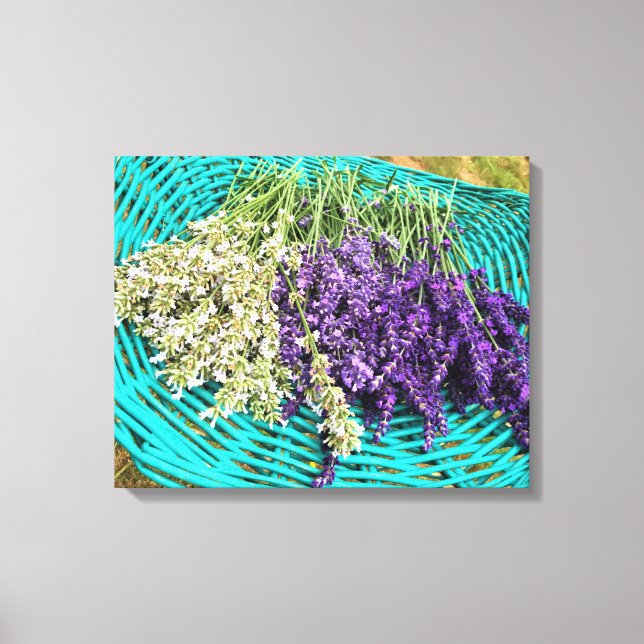 Lienzo Lavanda en una canasta (Anverso)
