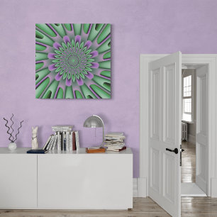 Lienzo Lavanda Y Flor Fractal Verde De Mint