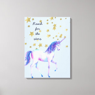 Lienzo Lavender Unicorn alcanzan las estrellas