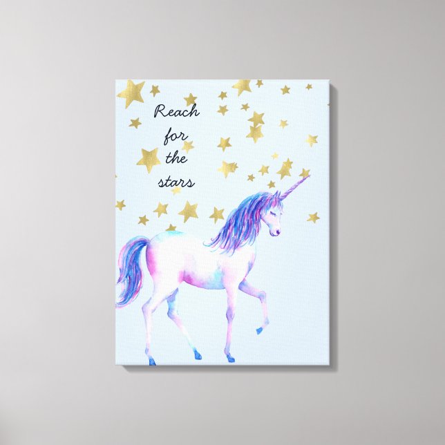 Lienzo Lavender Unicorn alcanzan las estrellas (Anverso)