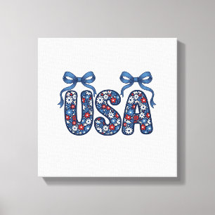 Lienzo Lazo floral USA Diseño vectorial patriótico_1