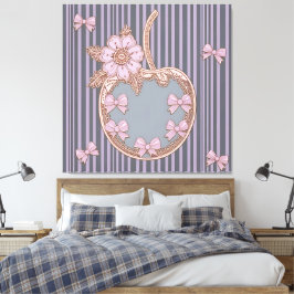 Lienzo Lazo rosa y manzana floral Coquette