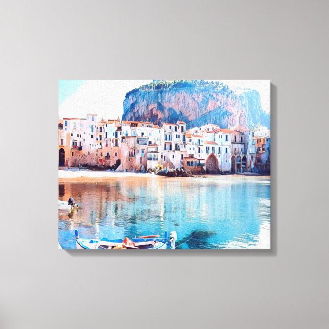 Lienzo ldp CEFALU - Sicilia - playa - panorama (Anverso)