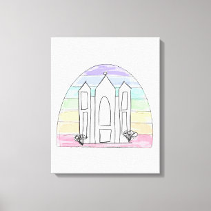 Lienzo LDS Salt Lake City Temple rainbow sunset mormon