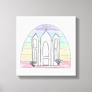 Lienzo LDS Salt Lake City Temple rainbow sunset mormon