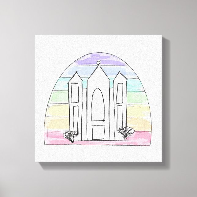 Lienzo LDS Salt Lake City Temple rainbow sunset mormon (Anverso)