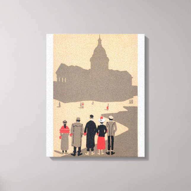 Lienzo Le Pantheon Art Deco Scene Paris, Francia (Anverso)