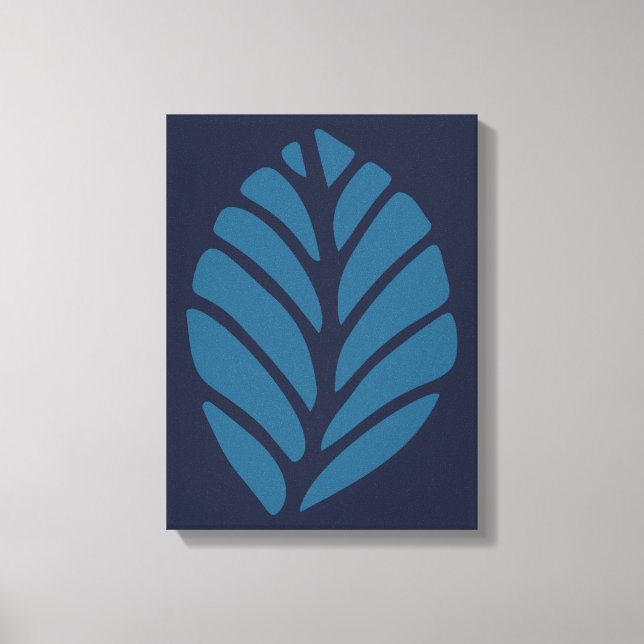 Lienzo Leaf azul minimalista (Anverso)