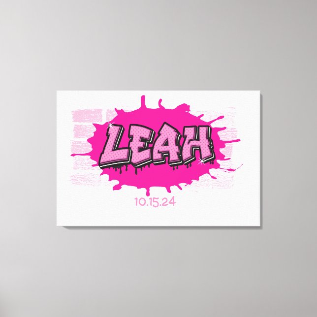 Lienzo Leah Su Graffiti Nombre Rótulo De Pared De Ladrill (Anverso)