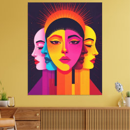 Lienzo Lebendige abstrakte geometrische Köpfe