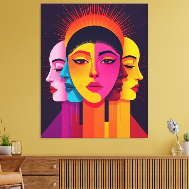 Lienzo Lebendige abstrakte geometrische Köpfe (Insitu (Sala de estar))