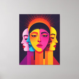 Lienzo Lebendige abstrakte geometrische Köpfe