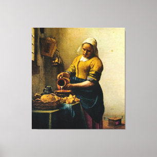 Lienzo Leche de colada del Maidservant de Vermeer (circa