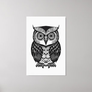 Lienzo Lechuza blanca negra envuelta