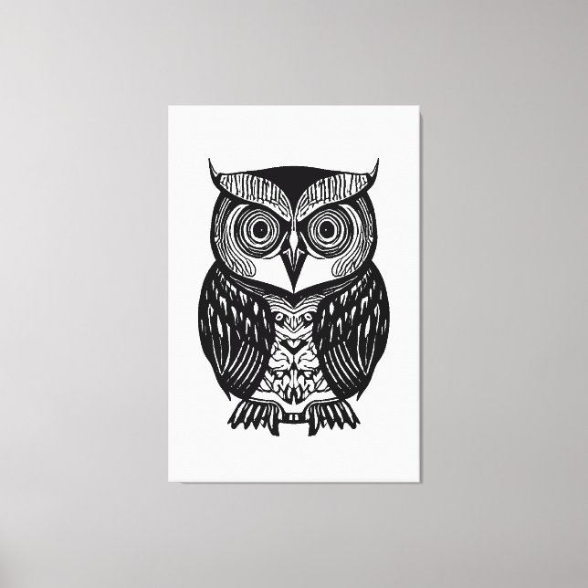 Lienzo Lechuza blanca negra envuelta (Anverso)