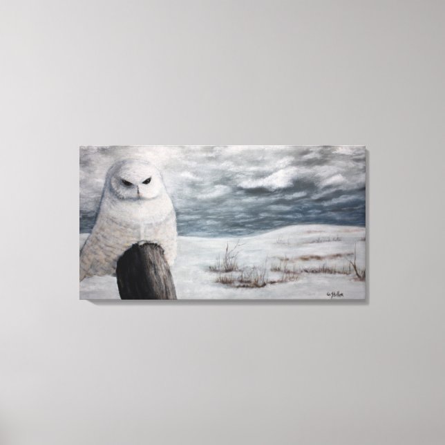 Lienzo Lechuza De Nieve En Prarie (Anverso)
