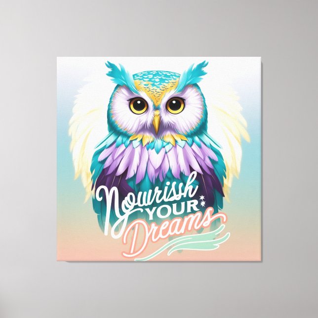 Lienzo "Lechuza majestuosa con mensaje motivacional" (Anverso)