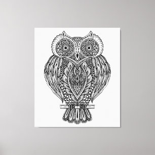 Lienzo Lechuza Ornate con mano inspirada 6
