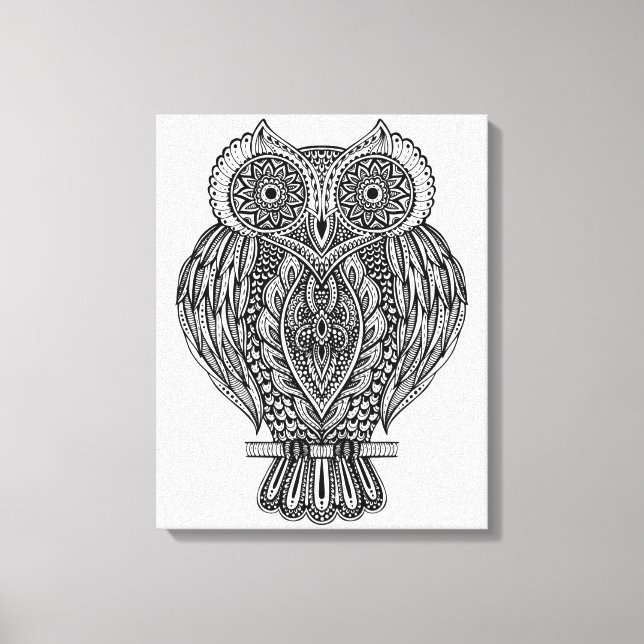 Lienzo Lechuza Ornate con mano inspirada 6 (Anverso)