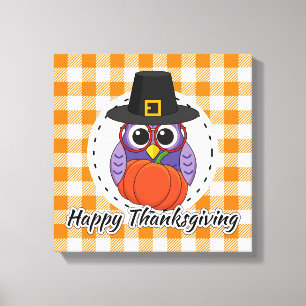 Lienzo Lechuza peregrina sobre Naranja sembrada - Feliz D