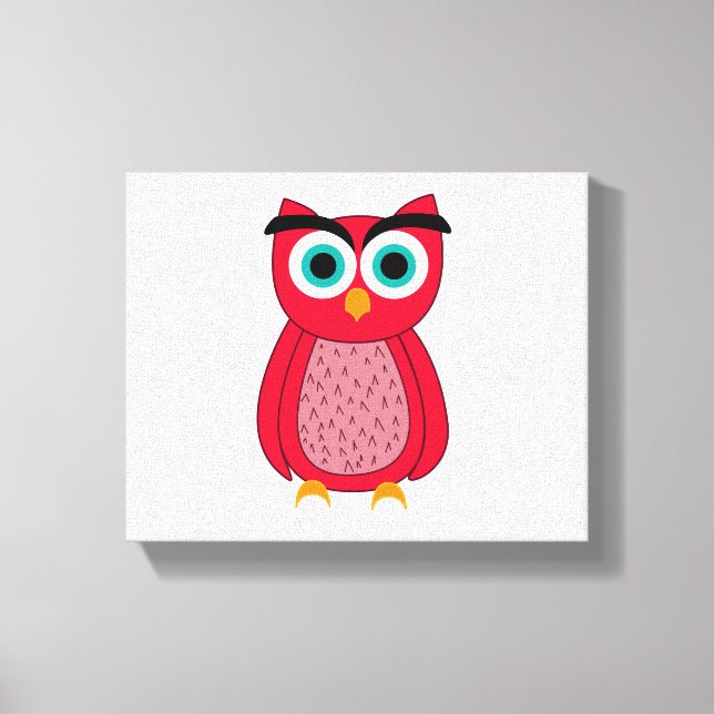 Lienzo Lechuza Rosa Cuta (Anverso)