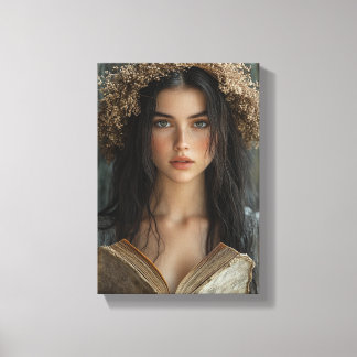 Lienzo Lector caprichoso con corona floral